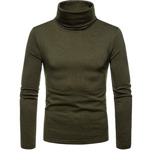 Canis Men's Turtleneck Green Slim Fit Long Sleeve